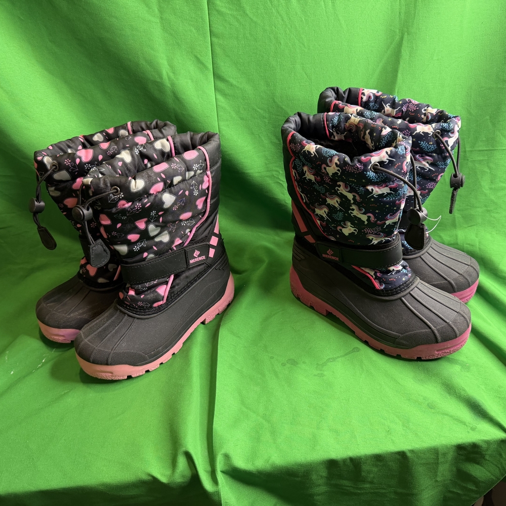 Kids' Black and Pink Winter Boots